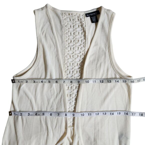 Self Esteem Off White Crochet Sleeveless Open Front Boho Vest sz S - Picture 10 of 12